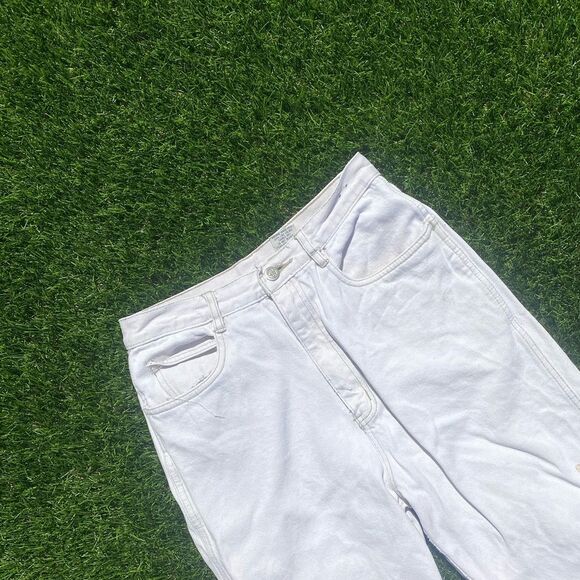 90s Vintage Bill Blass White Straight Leg Denim Mom Jeans 10 Womens 26 27 28 - Picture 5 of 6
